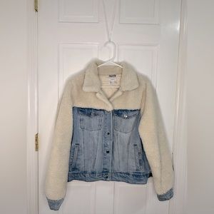 FOREVER 21 Denim/Fur Button Jacket